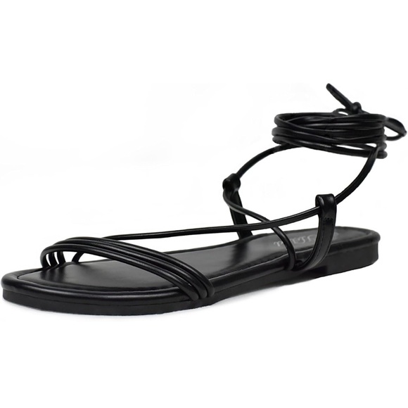Women's Lace Up Strappy Flat Sandals Open Toe Tie Up Gladiator Dressy Sandals 11 - Picture 1 of 7